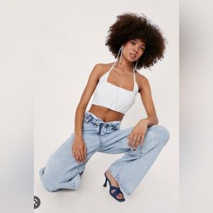 Nasty Gal Slinky Ruched Crop Top